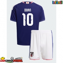 Camisa de Futebol Japão Ritsu Doan #10 Equipamento Principal Infantil Mundo 2026 Manga Curta (+ Calças curtas)